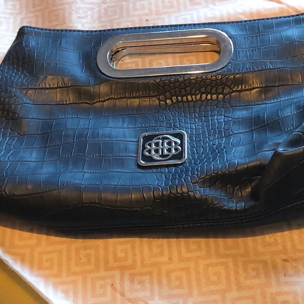Vintage Donna Buchman clutch, faux leather, clean lining.